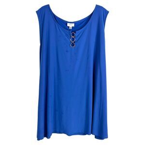 Avenue Plus Size 26 28 Tank Top Blue Sleeveless Stretch Cami‎ Satin Womens 1609